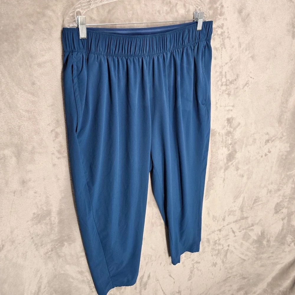 Nike Essential Pants Women 1X Blue Dri-Fit Cropped Tapered Athleisure Gym Light